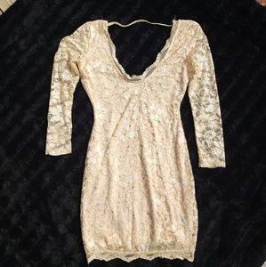 Nude, lace mini dress